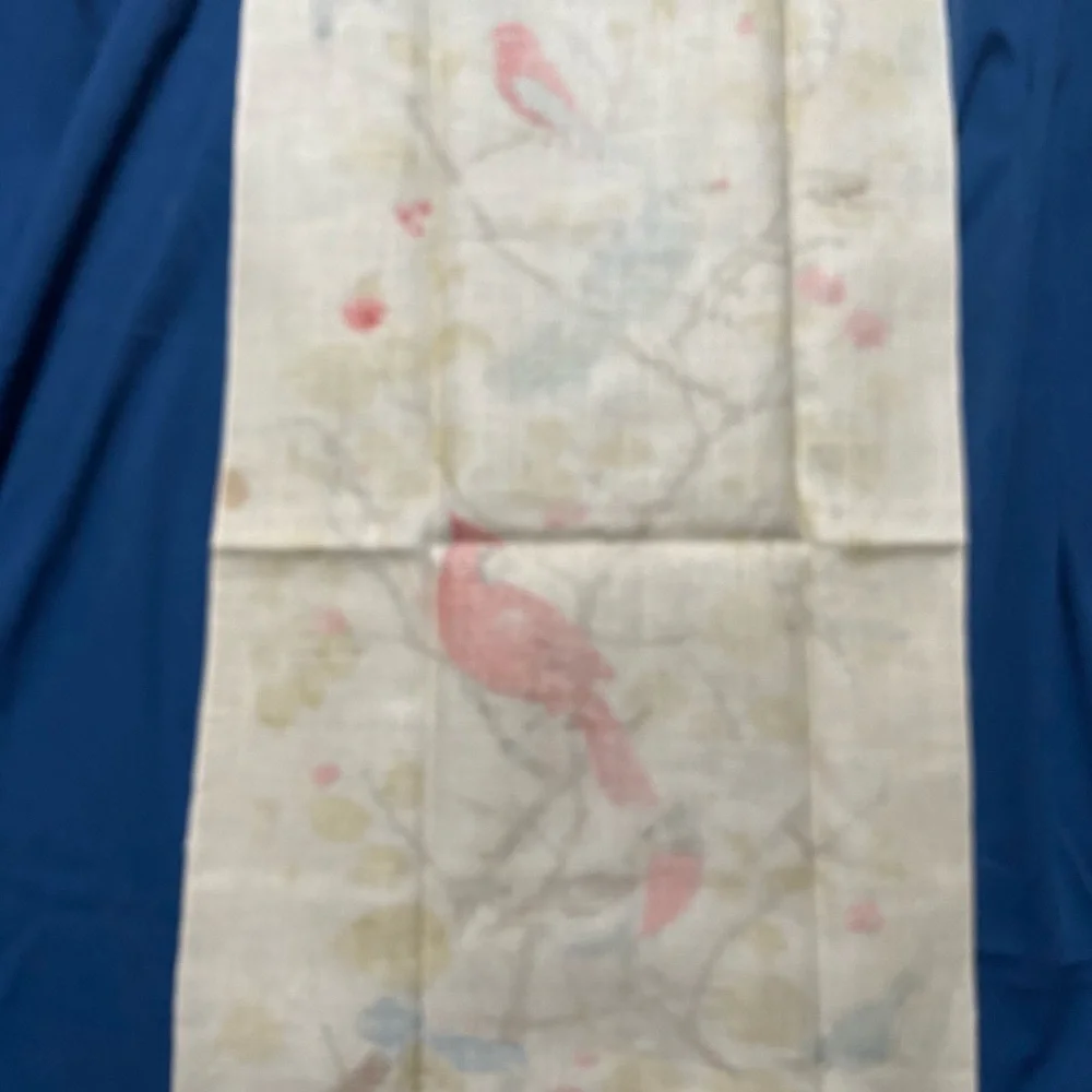 Vintage pure linen hand towels birds